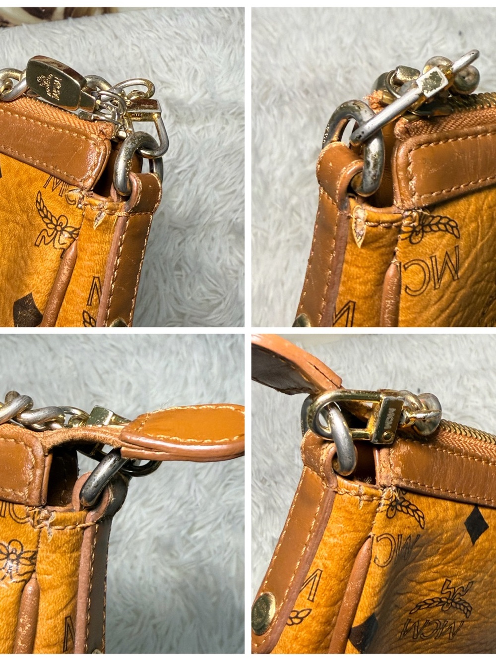 MCM Visetos Cognac Mini Chain Shoulder Bag - Picture 13 of 13